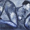 Erotisk abstrakt maleri af kvinde bagfra