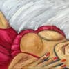 Maleri | Kvinde | Store bryster | Røde negle