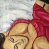 erotisk maleri af kvinde der ligger ned i ført strømpeholder