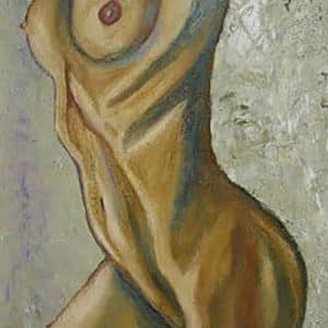 Erotisk maleri af nøgen slank kvinde
