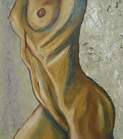 Erotisk maleri af nøgen slank kvinde