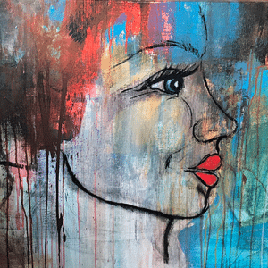 Abstrakt maleri af kvinde ansigt