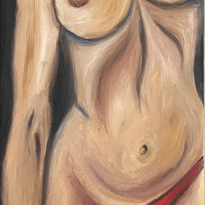 Maleri af nøgen kvinde med rød hat