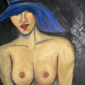 Erotisk maleri | Kvinde | Bryster | Stor hat